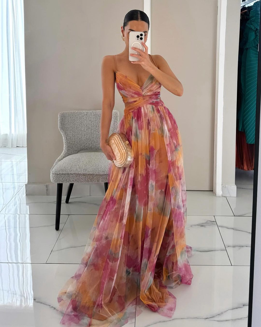 Gabelle — Vestido largo con estampado floral encantador