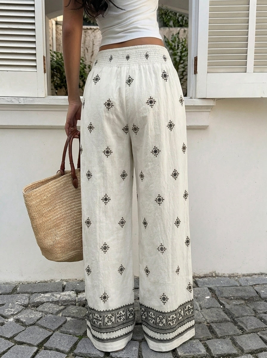 Pantalón Bohemia — Wide Leg con Bordado