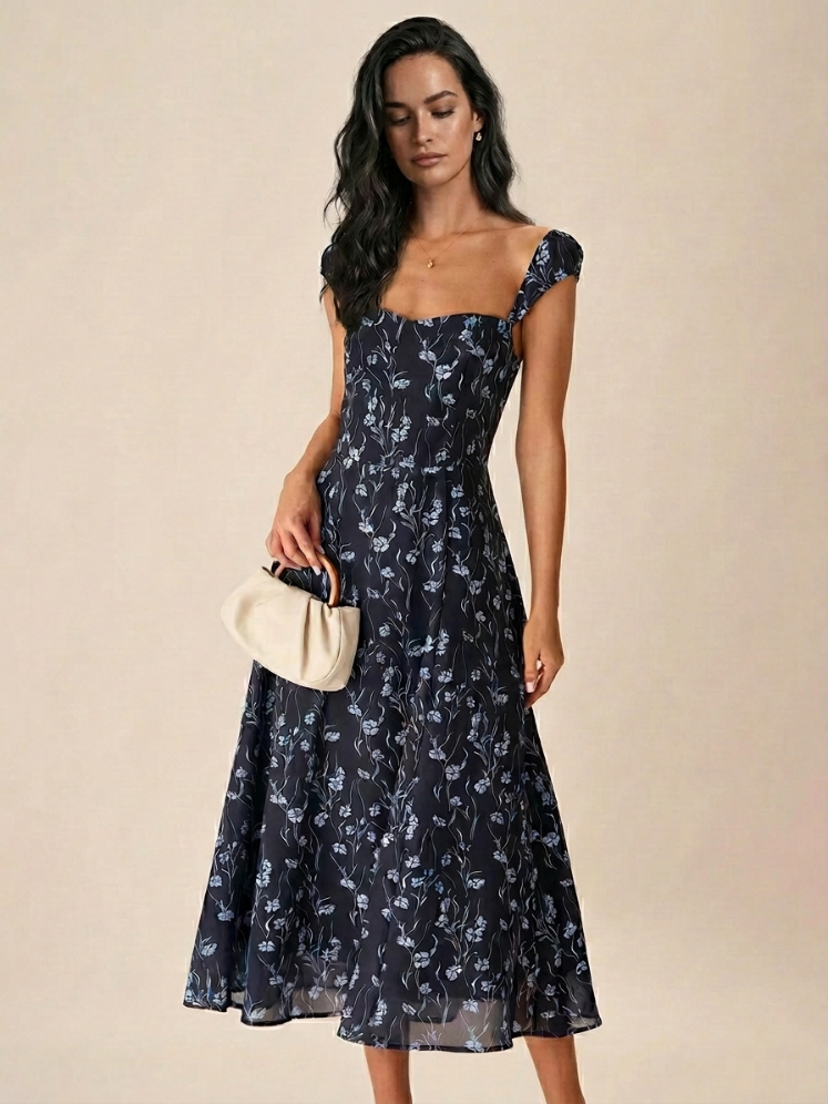 Sofía — Vestido Floral Escote Corazón