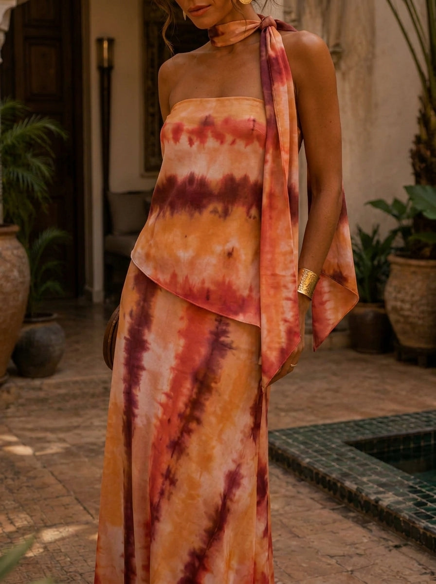 Marrakech — Vestido Con Capa y Cinta