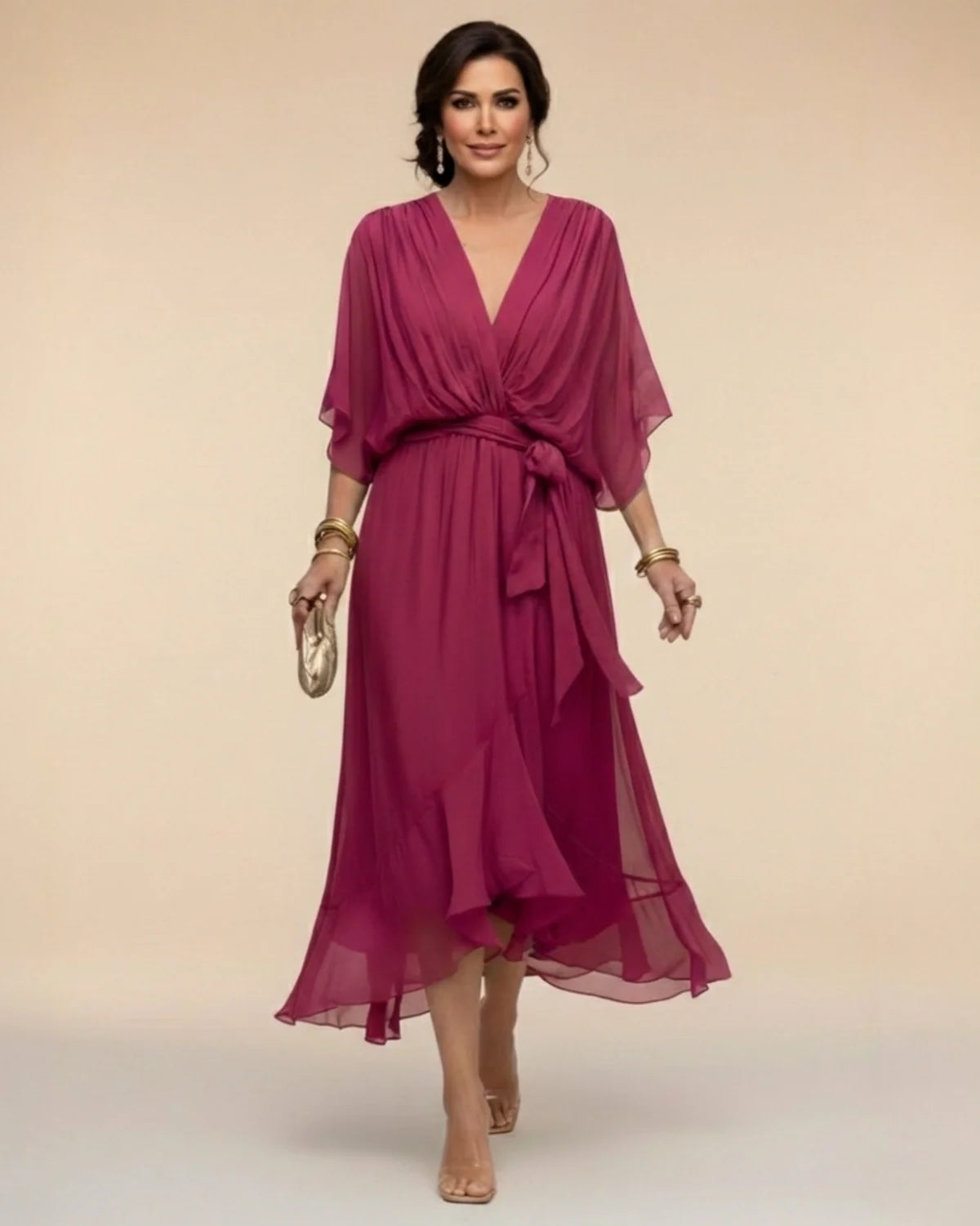Escarlata — Vestido con Mangas Kimono