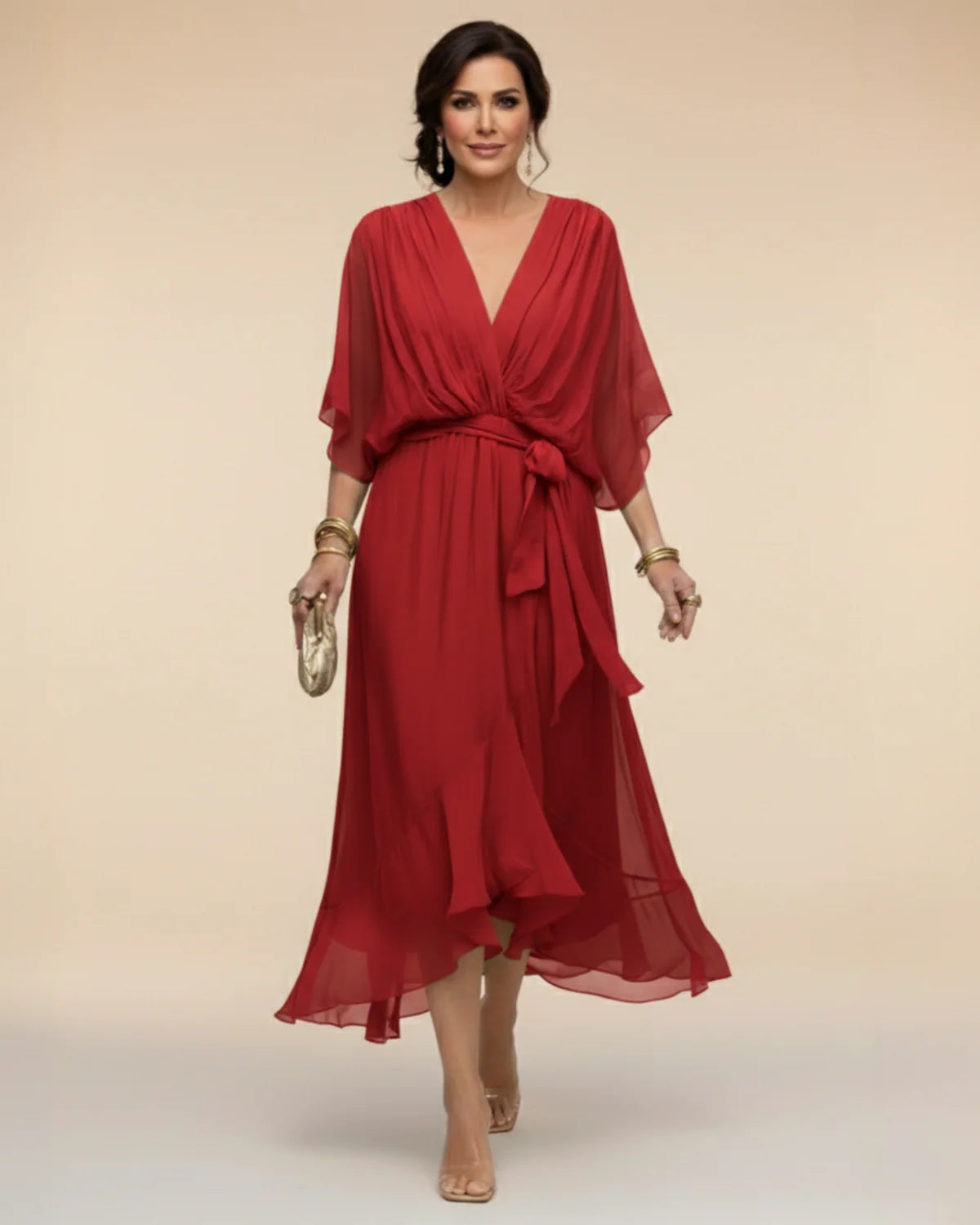 Escarlata — Vestido con Mangas Kimono